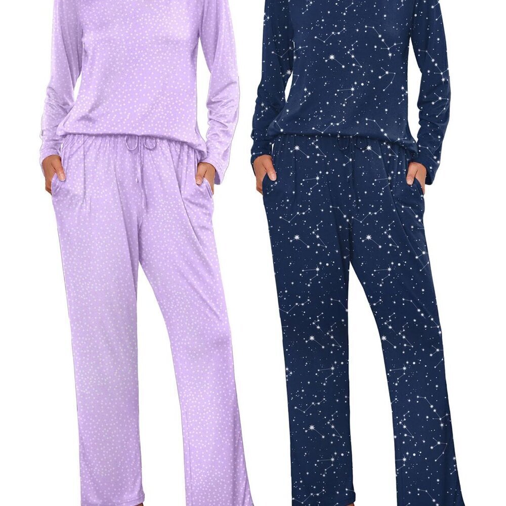 Cozy Long Sleeve Pajama Set Soft Comfy Sleepwear Lounge Wear Winter Loungewear